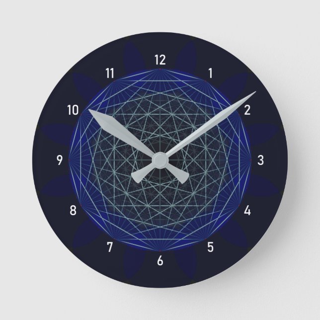 Blue Geometric Moirè Clock (Front)