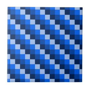 Blue Geometric Mosaic Pattern Tile