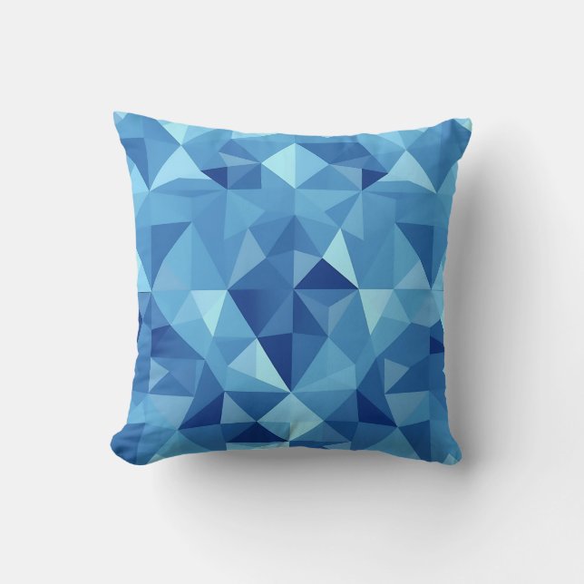 Blue Geometric Mosaic Tile Pattern Cushion (Front)