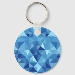 Blue Geometric Mosaic Tile Pattern Key Ring