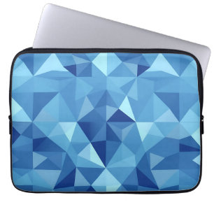Blue Geometric Mosaic Tile Pattern Laptop Sleeve