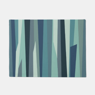 Blue geometric ocean waves doormat