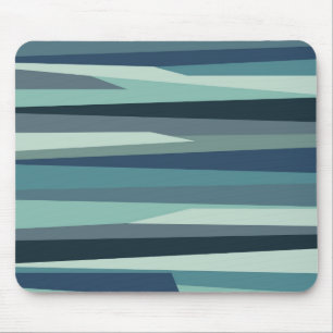 Blue geometric ocean waves mouse mat