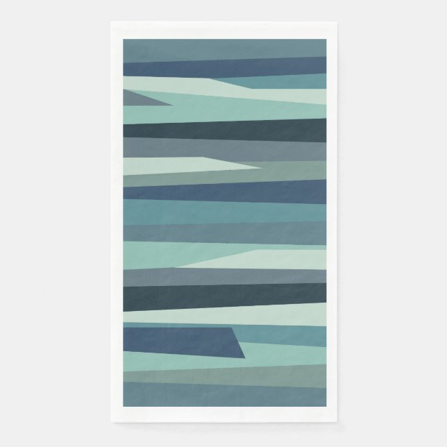 Blue geometric ocean waves napkin (Front)