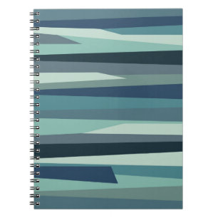 Blue geometric ocean waves notebook