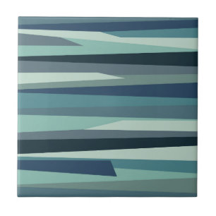 Blue geometric ocean waves tile