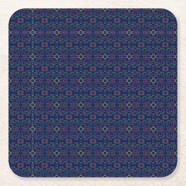 Blue Geometric Paper Coaster (Front)