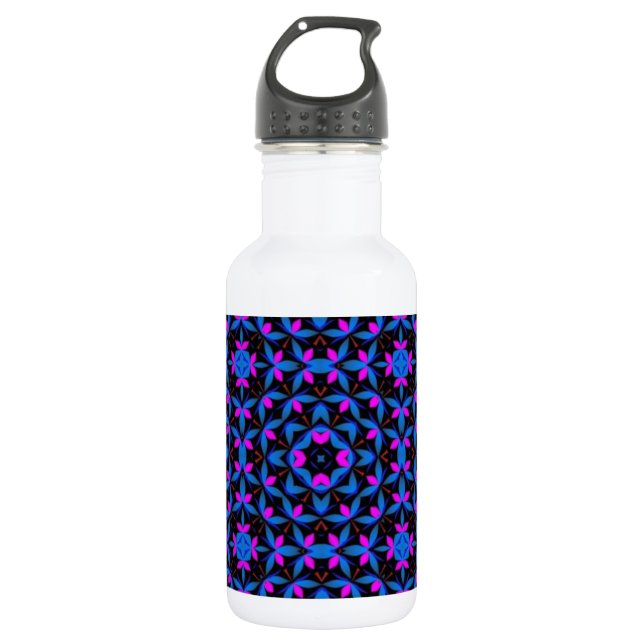 blue-geometric pattern 532 ml water bottle (Front)