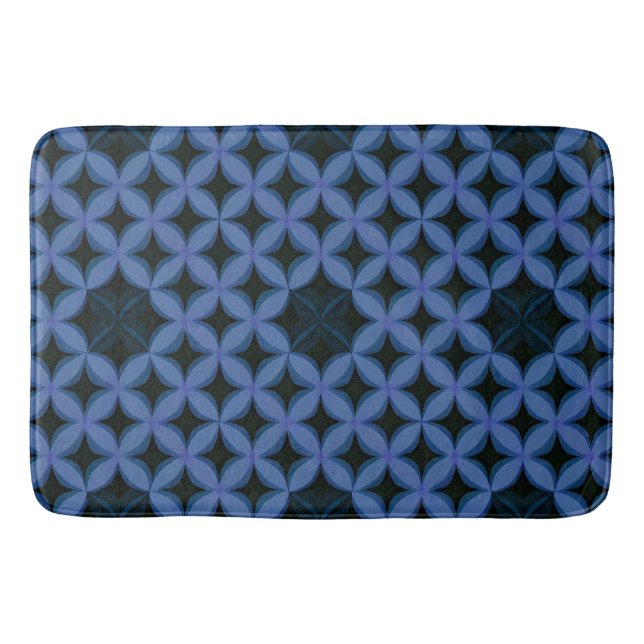 Blue Geometric Pattern Bath Mat (Front)