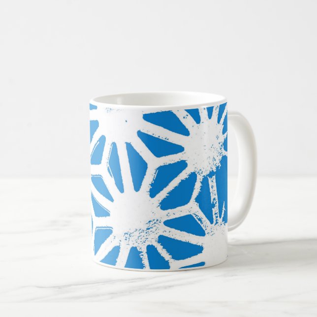 Blue geometric pattern coffee mug (Front Right)