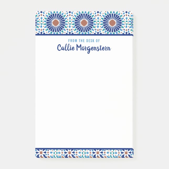 Blue Geometric Pattern custom post-it notes (Front)