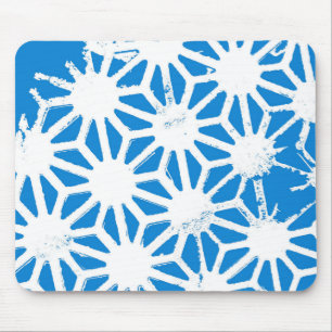 Blue geometric pattern mouse mat