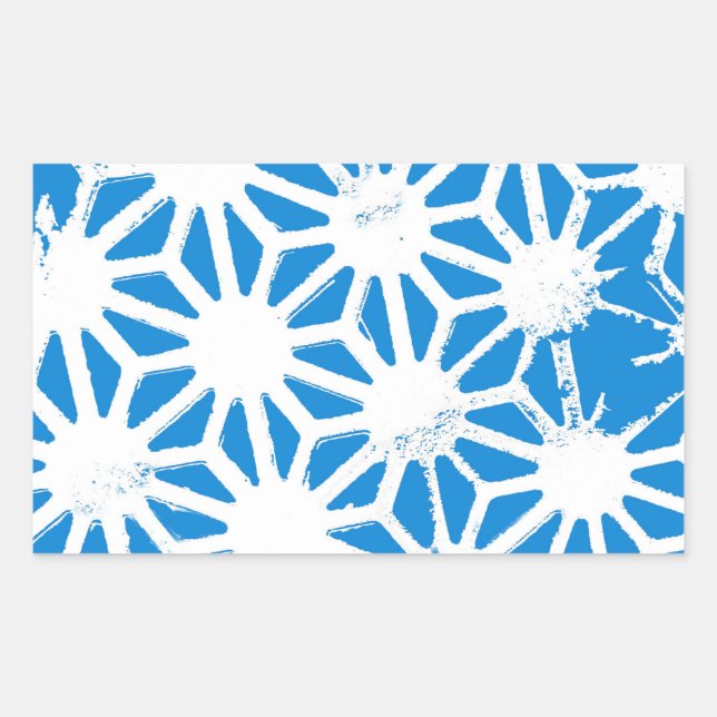 Blue geometric pattern rectangular sticker (Front)