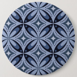 Blue Geometric Pattern Retro Style 6 Cm Round Badge