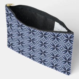 Blue Geometric Pattern Retro Style Accessory Pouch