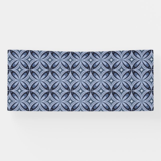 Blue Geometric Pattern Retro Style Banner (Horizontal)