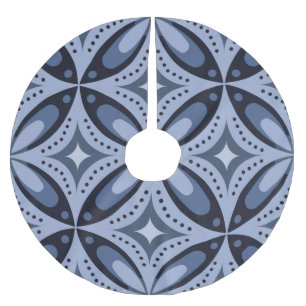 Blue Geometric Pattern Retro Style Brushed Polyester Tree Skirt