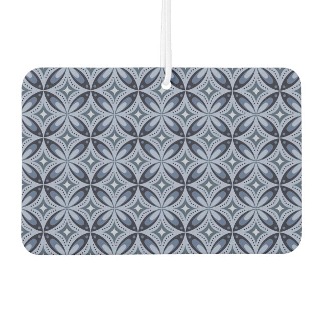 Blue Geometric Pattern Retro Style Car Air Freshener (Front)