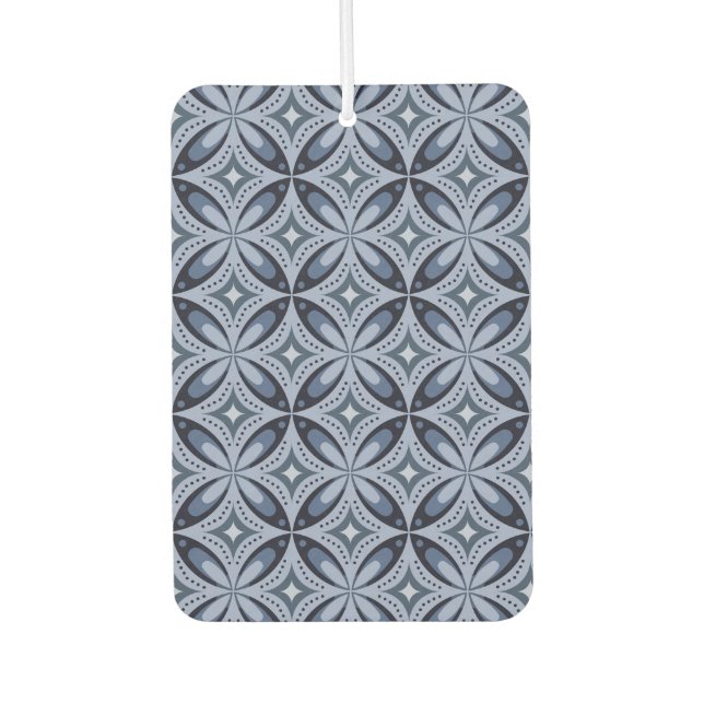 Blue Geometric Pattern Retro Style Car Air Freshener (Front)