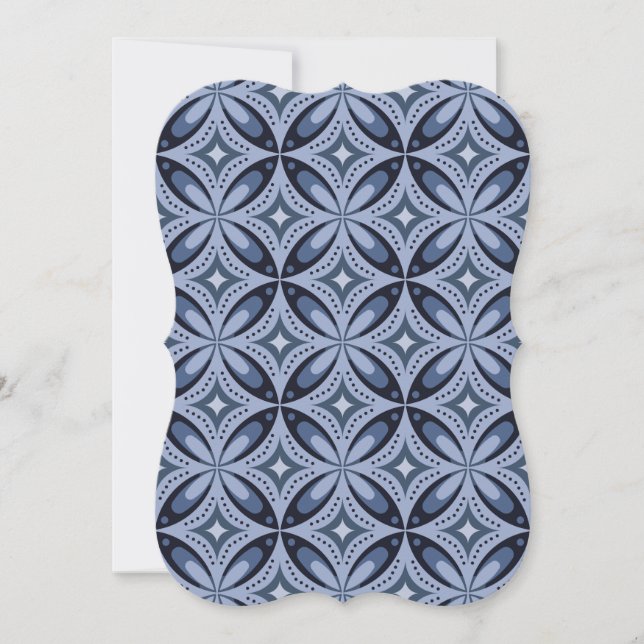Blue Geometric Pattern Retro Style Card (Front)