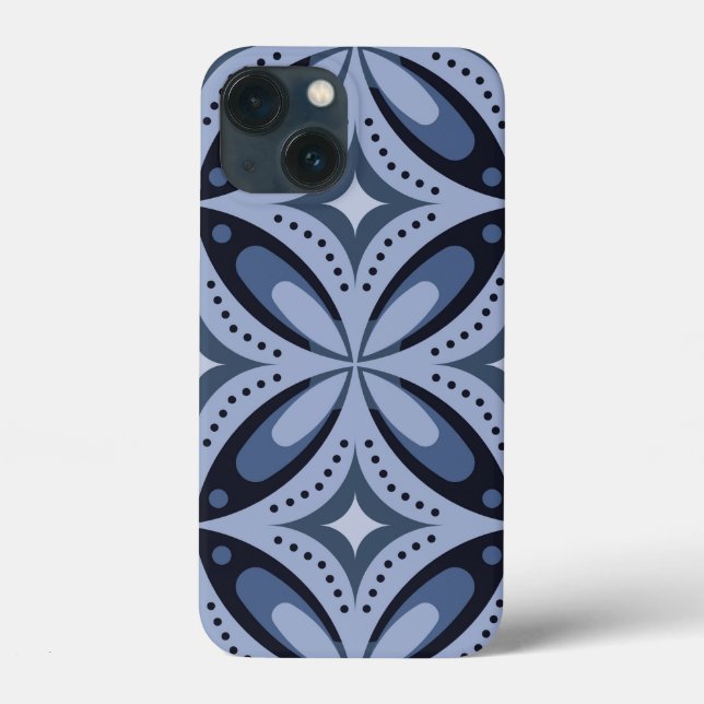 Blue Geometric Pattern Retro Style Case-Mate iPhone Case (Back)