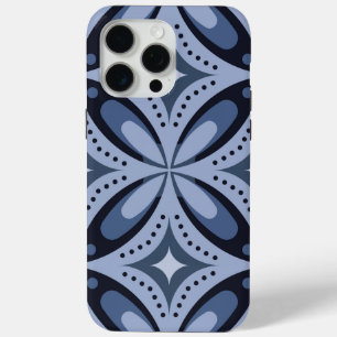 Blue Geometric Pattern Retro Style iPhone 15 Pro Max Case