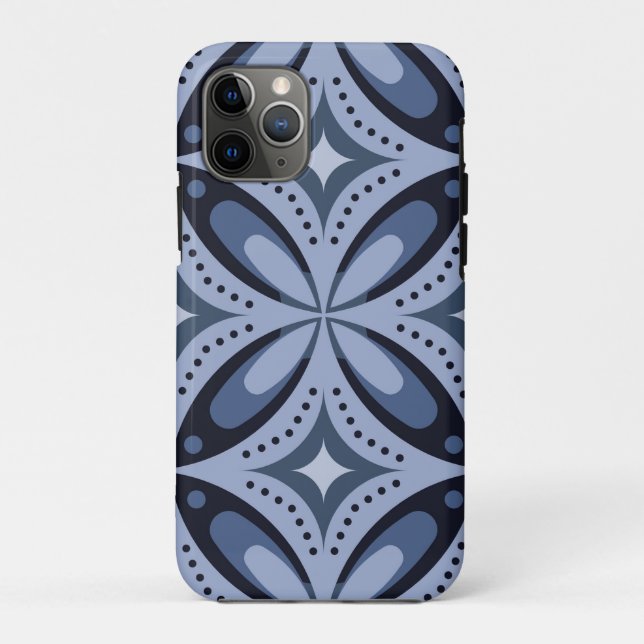 Blue Geometric Pattern Retro Style Case-Mate iPhone Case (Back)