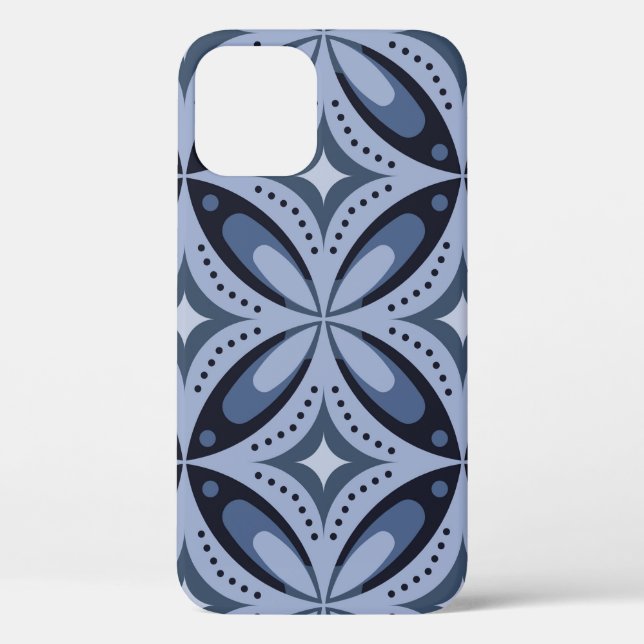 Blue Geometric Pattern Retro Style Case-Mate iPhone Case (Back)