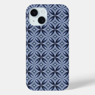 Blue Geometric Pattern Retro Style iPhone 15 Case
