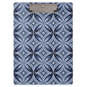 Blue Geometric Pattern Retro Style Clipboard