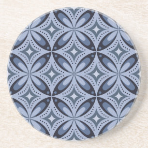 Blue Geometric Pattern Retro Style Coaster