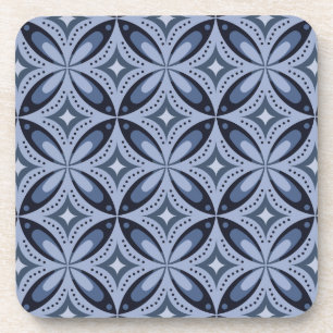 Blue Geometric Pattern Retro Style Coaster