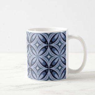 Blue Geometric Pattern Retro Style Coffee Mug