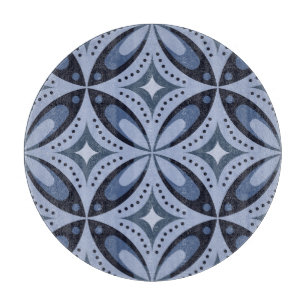 Blue Geometric Pattern Retro Style Cutting Board