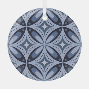 Blue Geometric Pattern Retro Style Glass Tree Decoration