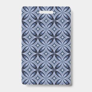 Blue Geometric Pattern Retro Style ID Badge