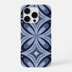 Blue Geometric Pattern Retro Style iPhone 16 Pro Case
