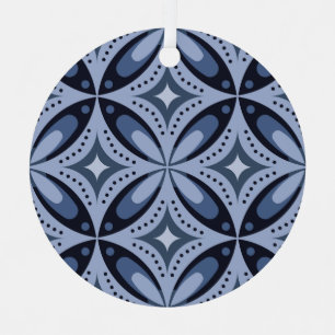Blue Geometric Pattern Retro Style Metal Tree Decoration