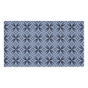 Blue Geometric Pattern Retro Style Name Tag