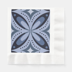 Blue Geometric Pattern Retro Style Napkin