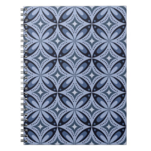 Blue Geometric Pattern Retro Style Notebook