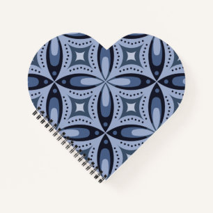 Blue Geometric Pattern Retro Style Notebook