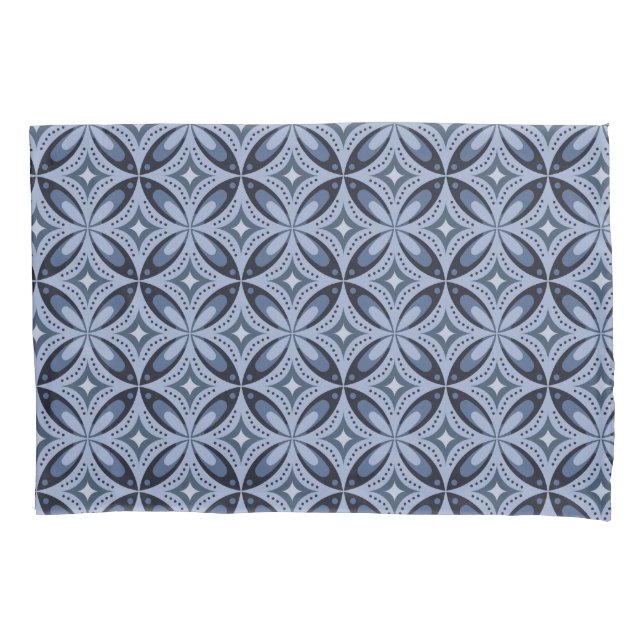 Blue Geometric Pattern Retro Style Pillowcase (Front)