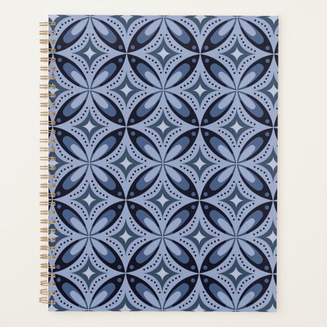 Blue Geometric Pattern Retro Style Planner (Front)