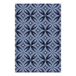 Blue Geometric Pattern Retro Style Poster