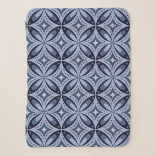 Blue Geometric Pattern Retro Style Sherpa Blanket