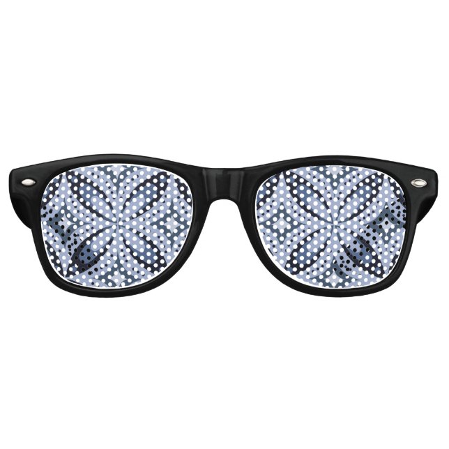 Blue Geometric Pattern Retro Style Sunglasses (Front)