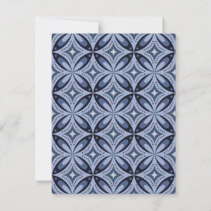 Blue Geometric Pattern Retro Style Thank You Card