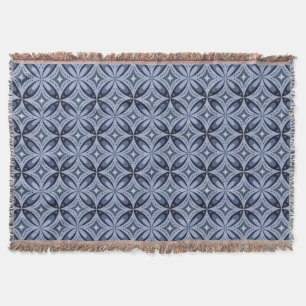 Blue Geometric Pattern Retro Style Throw Blanket