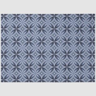 Blue Geometric Pattern Retro Style Tissue Paper